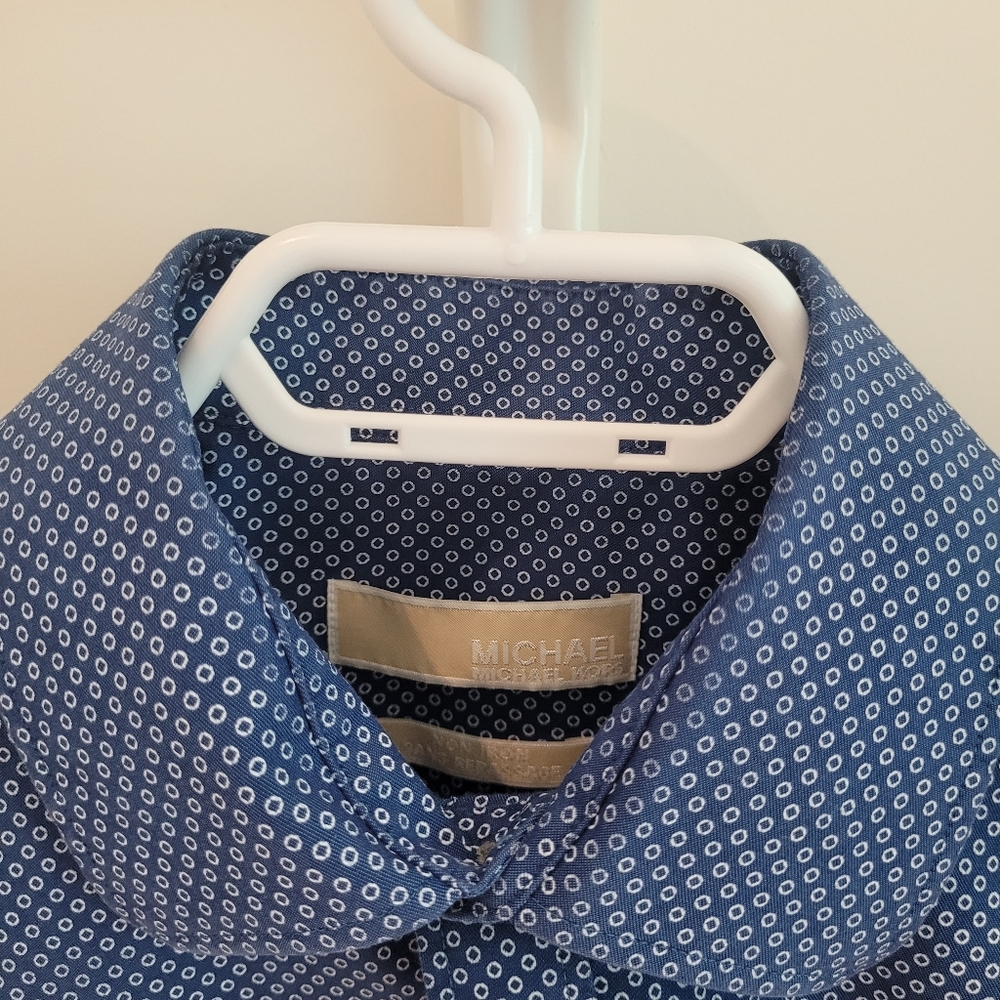 Michael KORS Navy Geometric Men's Shirt 15 1/2